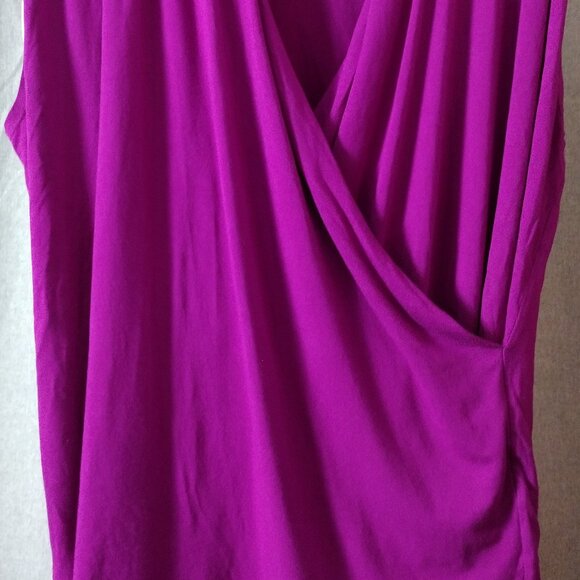 Lauren Ralph Lauren Draped Wrap Top 2XL Purple V-Neck Stretch Blouse - Picture 3 of 6